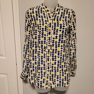 C Wonder Stylish Women's Heart Print Shirt 100% Silk